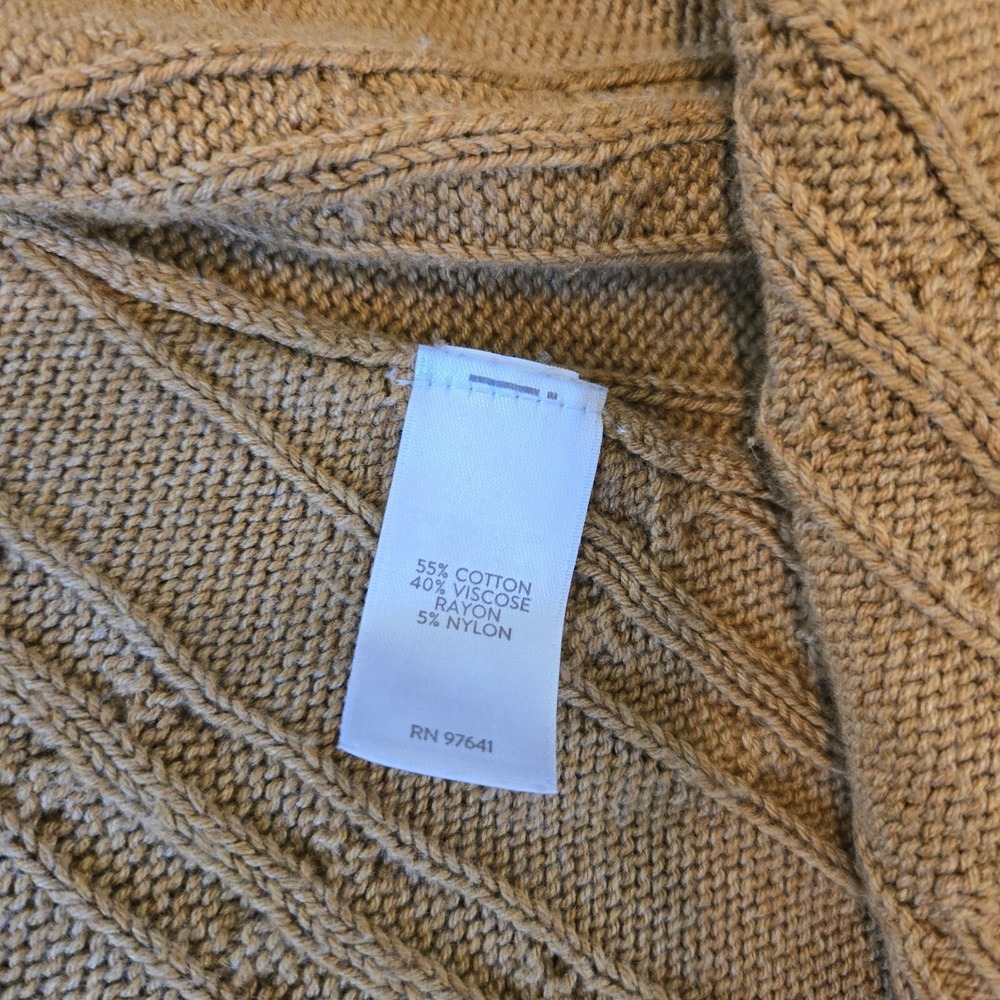J. Jill Plus 1X Open Front Cable Knit Cardigan Sweater Camel Color Cotton Blend - Picture 5 of 7